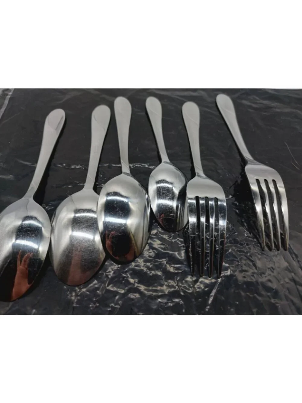 Cambridge Swirl Sand Stainless Flatware Glossy Frosted Spoons Forks Set Of 6